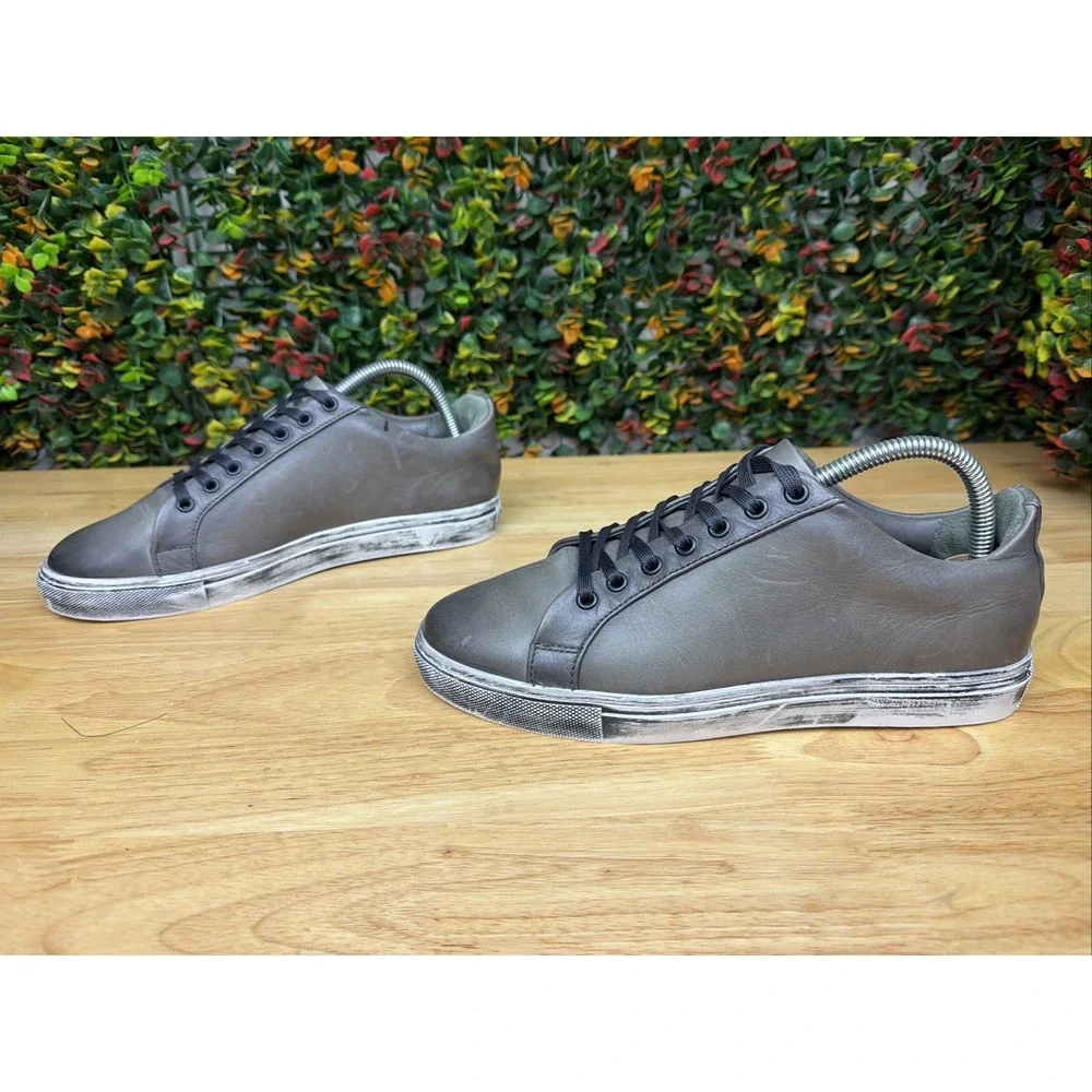 Thursday Everyday Leather Casual Sneakers Shoes Designed Distressed Gray Men's 7